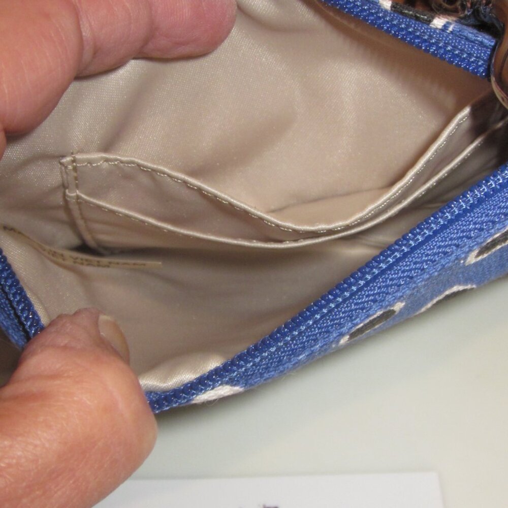 Coach Mini Dot Wristlet Blue and Black Circle Pattern - Picture 6 of 7